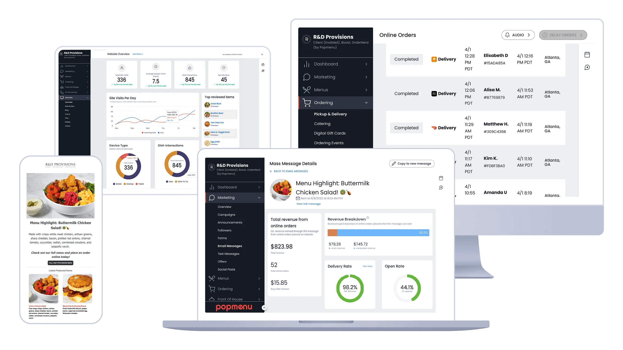 Popmenu platform for restaurants